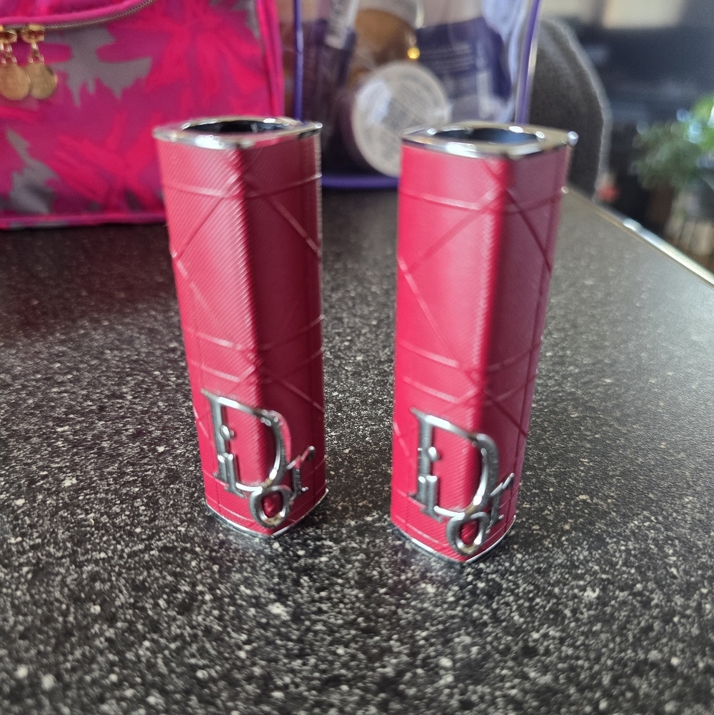 Dior Rouge Lipstick Case Duo with Silver Detail